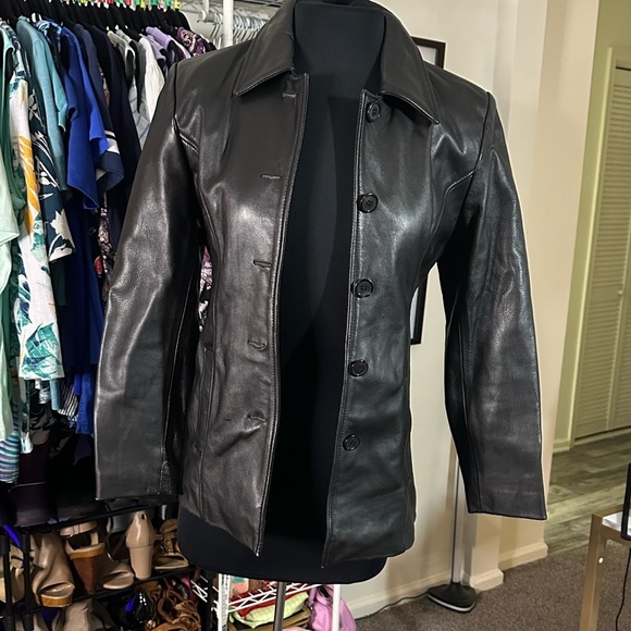 Jim and Mary Lou Black 100% Leather Jacket Vintage XS - Picture 2 of 11